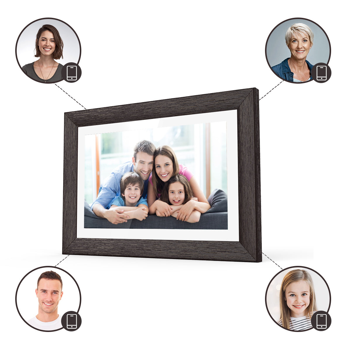 BYYBUO 10.1 inch WLAN digital photo frame, 1280 x 800 IPS touch screen, share photos or videos via Frameo app, 16GB walnut BYYBUO 10.1 inch WLAN digital photo frame, 1280 x 800 IPS touch screen, share photos or videos via Frameo app, 16GB walnut